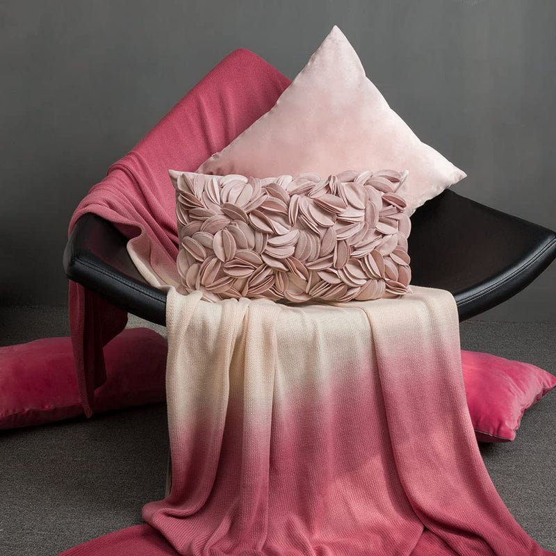 KINGROSE 3D Flower Throw Pillow Cover Home Decorative Pillow Case Sham Soft Lumbar Cushion Cover for Couch Bed Living Room Chair 12 x 20 Inches Rose Gold - Image 4
